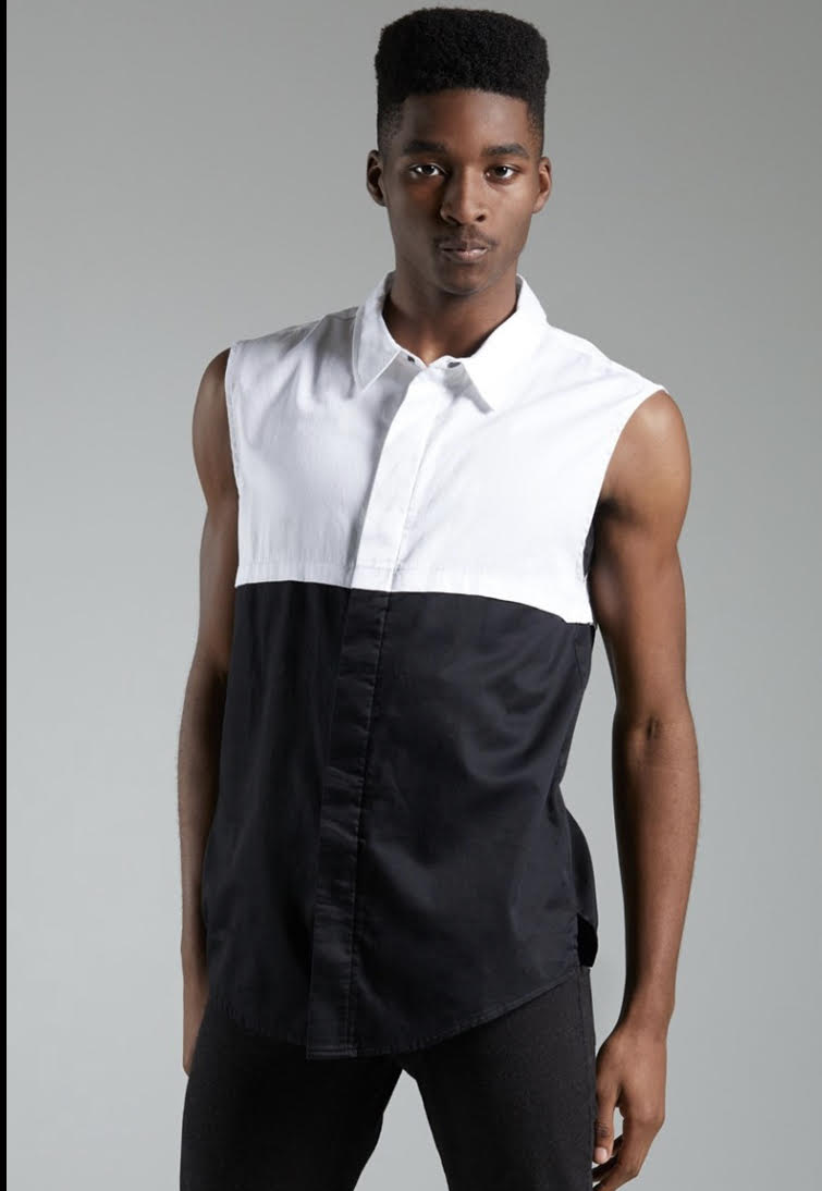 clearance -TWO TONE MEN SLEEVELESS TOP